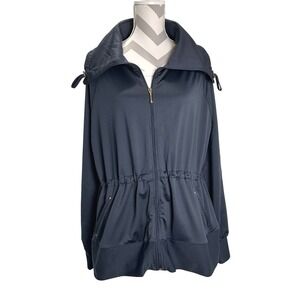 Soma Intimates Women's Full Zip Drawstring Waist Track Jacket Anorak Gray XL‎
